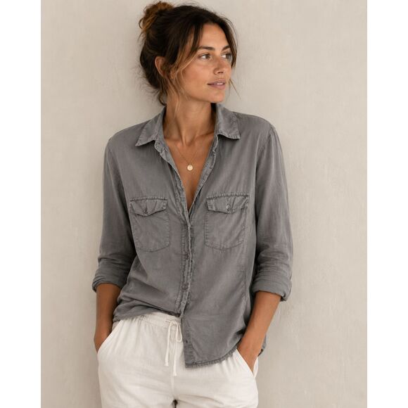 James Perse Tops - Standard JAMES PERSE Gray Button Up Shirt Top Women's Size 2 Medium